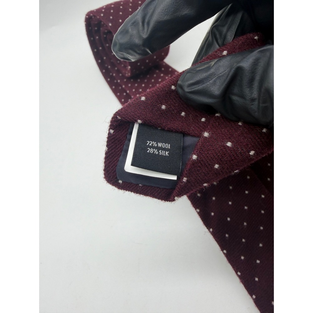 Bonobos Tie Mens OS Burgundy Micro Dot Wool Silk Blend Handmade USA Slim Classic - Picture 4 of 6